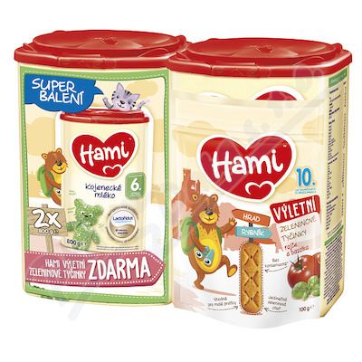 Hami 6m+ Super balení—2x600 g + tyčinky rajče a bazalka