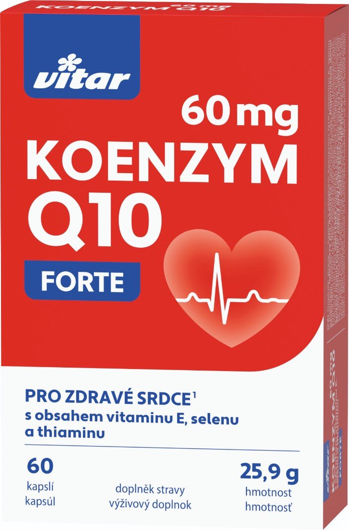 Vitar Koenzym Q10 60mg+Se+vit.E+thiamin —60 kapslí