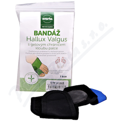 Svorto 028 Bandáž Hallux Valgus—s gel. chráničem kloubu palce, vel. S/M, pravá ruka