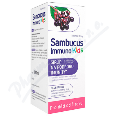 Sambucus Immuno kids sirup 120 ml (od 3 let)—AKCE Exp. 12/24 6 kusů k objednání / běžná cena 95,