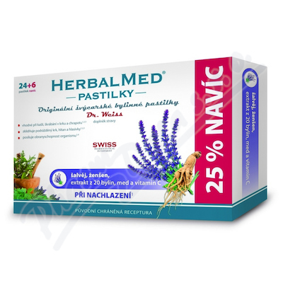 Dr.Weiss HerbalMed Šalvěj Ženšen—+ vitamín C, 30 pastilek