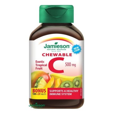 Jamieson Vitamín C 500 mg tropické ovoce—120 cucacích tablet