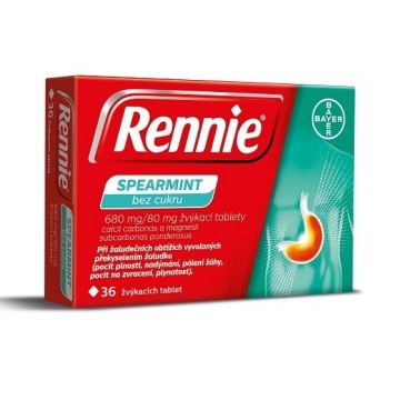 Rennie Spearmint Bez cukru—36 žvýkacích tablet