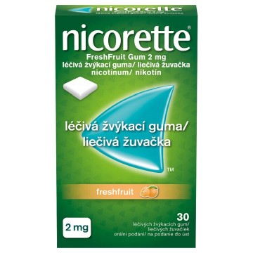 Nicorette FreshFruit Gum 2 mg Léčivá žvýkací guma—30 žvýkaček