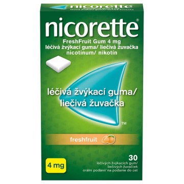 Nicorette FreshFruit Gum 4 mg Léčivá žvýkací guma—30 žvýkaček