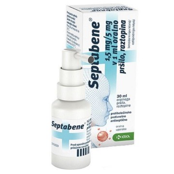 Septabene 1,5mg/5ml + 5mg5ml—orální sprej 30ml