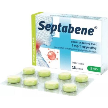 Septabene Citrón a Bezový květ 3mg/1mg—16 pastilek