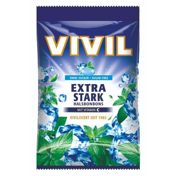 Vivil Extra silný mentol + vit.C bez cukru—bonbony 80 g