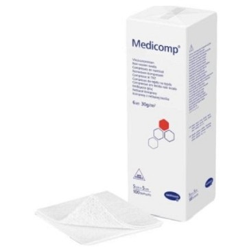 Kompresy Medicomp nesterilní—5x5cm, 4 vrstvý, 100 ks, netkaný textil