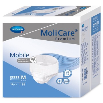 Absorpční kalhotky MoliCare Mobile M—natahovací, boky 80-120 cm, savost 6 kapek, 14ks