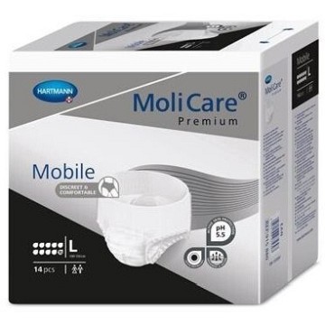 Inkontinenční kalhotky MoliCare Mobile L—navlékací, boky 100-150cm, savost 10 kapek, 14ks