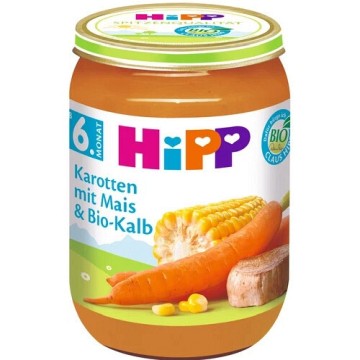 HIPP Baby Bio Mrkev s kukuřicí a telecím—190 g