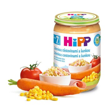 HiPP Junior BIO Zelenina s těstovinami a šunkou —220 g