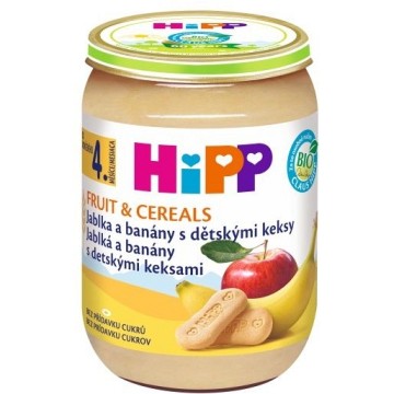 HiPP OV&Cereal BIO Jablka a banány —S dětskými keksy 190 g