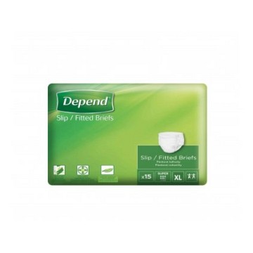 Absorpční kalhotky DEPEND Slip Super XL—prodyšné, boky 150-170cm, savost 3950ml, 15ks