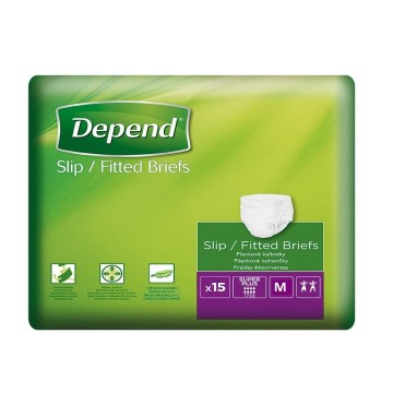 Absorpční kalhotky DEPEND Slip Super Plus M—prodyšné, boky 80-120cm, savost 3420ml, 15ks