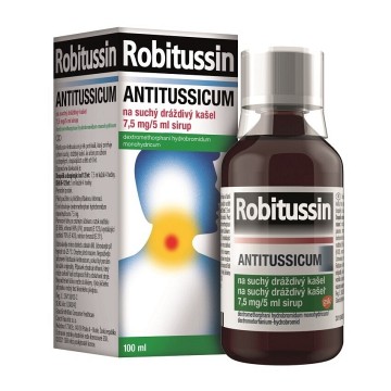 Robitussin Antitussicum na suchý dráždivý kašel—7,5mg/5ml, sirup 100 ml