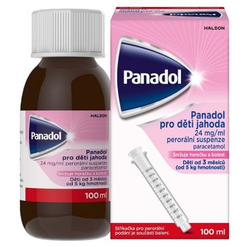 Panadol pro děti Jahoda—24mg/ml, suspenze 100ml + stříkačka