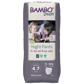 Bambo Dreamy Night pants 4-7 let, 15-35 kg—noční plenkové kalhotky10 ks