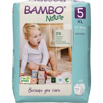 Absorpční kalhotky BAMBO Nature 5XL—zalepovací, pro děti 12-18kg, 22ks