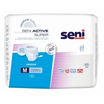 Absorpční kalhotky Seni Active Super M—natahovací, boky 80-110cm, savost 1400ml, 10ks