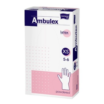 Ambulex rukavice latexové jemně pudrované XS—100ks