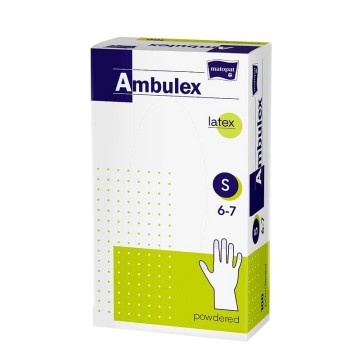 Ambulex rukavice latexové jemně pudrované—velikost S, 100 ks