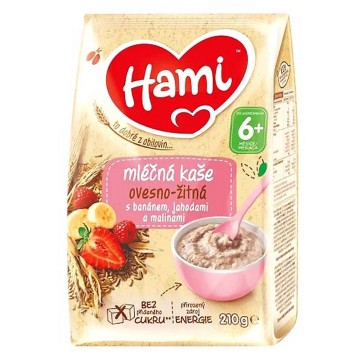 Hami mléčná kaše ovesno-žitná banán jahody maliny—210 g