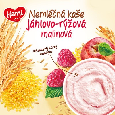 Hami Nemléčná kaše jáhlovo-rýžová malinová—170 g