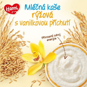 Hami Mléčná kaše rýžová s vanilkovou příchutí 6m—225 g