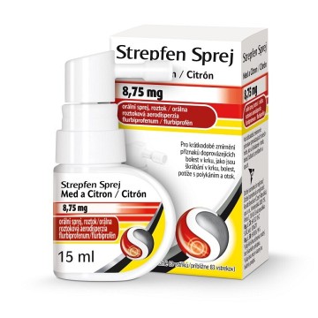 Strepfen Sprej Med a citron—orální sprej 15 ml AKCE Exp. 10/24 - 1 kus k objednání (další za běžnou cenu)