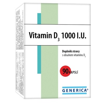 Generica Vitamin D3 1000 I.U.—90 kapslí