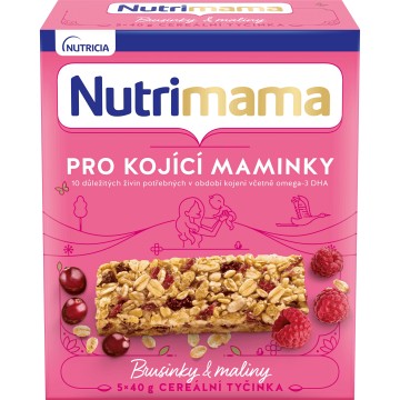 Nutrilon Nutrimama Cereální tyčinky —Brusinka&Malina 5x40 g Pro kojící matky 