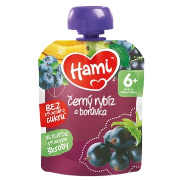 Hami příkrm ovocná kapsička černý rybíz a borůvka—90 g