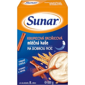 Sunar Krupicová mléčná kaše Na dobrou noc—skořicová, 225g