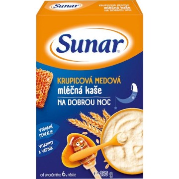 Sunar Krupicová mléčná kaše Na dobrou noc—medová, 225g 