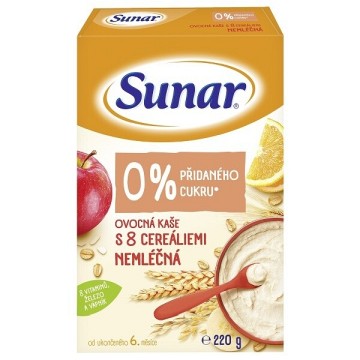 Sunar Nemléčná ovocná kaše s 8 cereáliemi—220 g