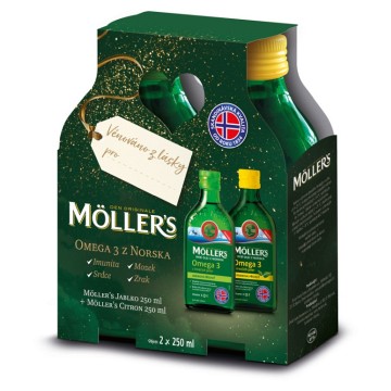 Mollers Omega 3 citron+jablko dárkové  balení —2 x 250 ml