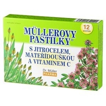 Müllerovy pastilky s jitrocelem+mateřídouškou—12 ks