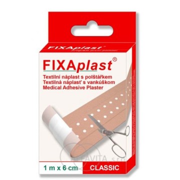 Náplast Fixaplast Classic nedělená s polštářkem—1 m x 6 cm