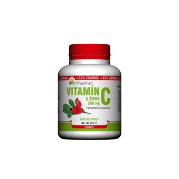 Vitamín C 500mg s šípky—prodloužený účinek, 90+30 tablet