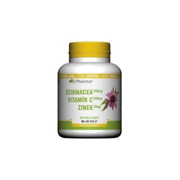 Echinacea 100mg+VitamínC 500mg+Zinek10mg—90+30 tablet