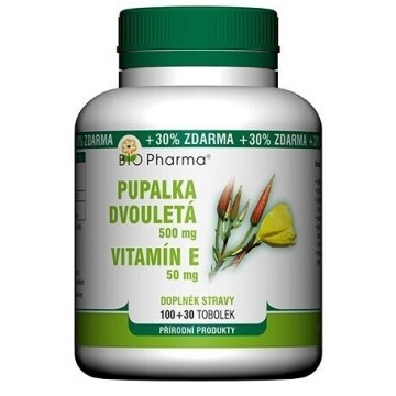 BIO-Pharma Pupalka dvouletá 500mg + Vitamín E 50mg—100+30 tobolek