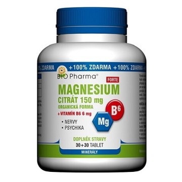 Magnesium citrát Forte 150mg + vitamín B6 6mg—30+30 tablet