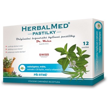 Dr.Weiss HerbalMed Eucalypt Máta  +vitamín C—12 pastilek