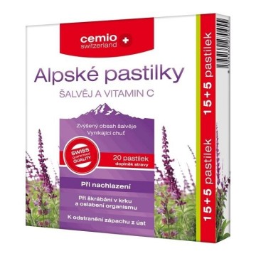 Cemio Alpské pastilky Šalvěj a Vitamín C—15+5 pastilek