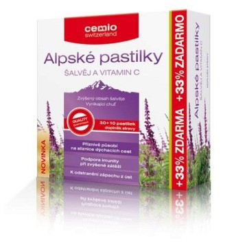 Cemio Alpské pastilky Šalvěj a vitamín C—30+ 10 pastilek