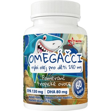 Nutricius Omegáčci rybí olej pro děti—EPA130mg/DHA80mg, 60 tobolek