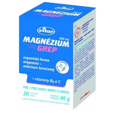 Vitar Magnézium 400mg+Vit.B6+vit.C grep—20 sáčků x 2g