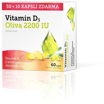 Vitamín D3 Oliva 2200 IU—50+10 kapslí